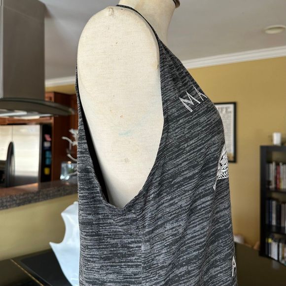 Majestically Awkward Flamingos Charcoal Gray Funny Graphic Muscle Tee Tank Top M - Picture 10 of 13